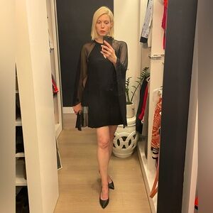 Parker black cape cocktail dress